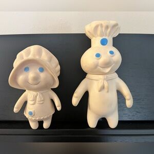Vintage 1971 Pillsbury Doughboy & 1972 Doughgirl Rubber Figurine